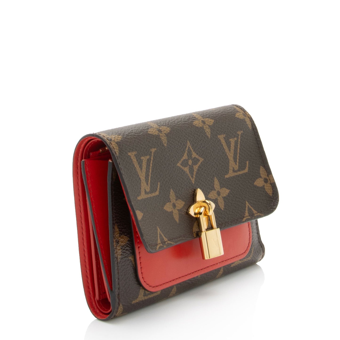Louis Vuitton Monogram Canvas Flower Lock Compact Wallet (SHF-t9HH32)