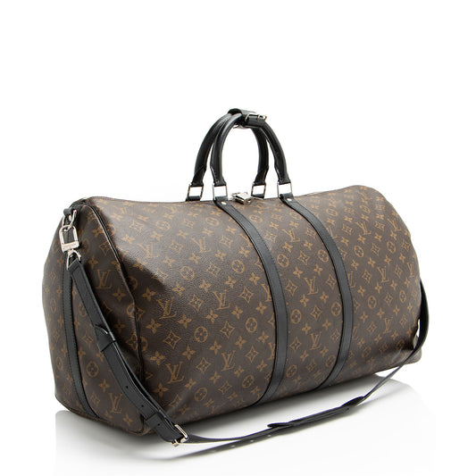 Louis Vuitton Monogram Canvas Macassar Keepall Bandouliere 55 Duffle