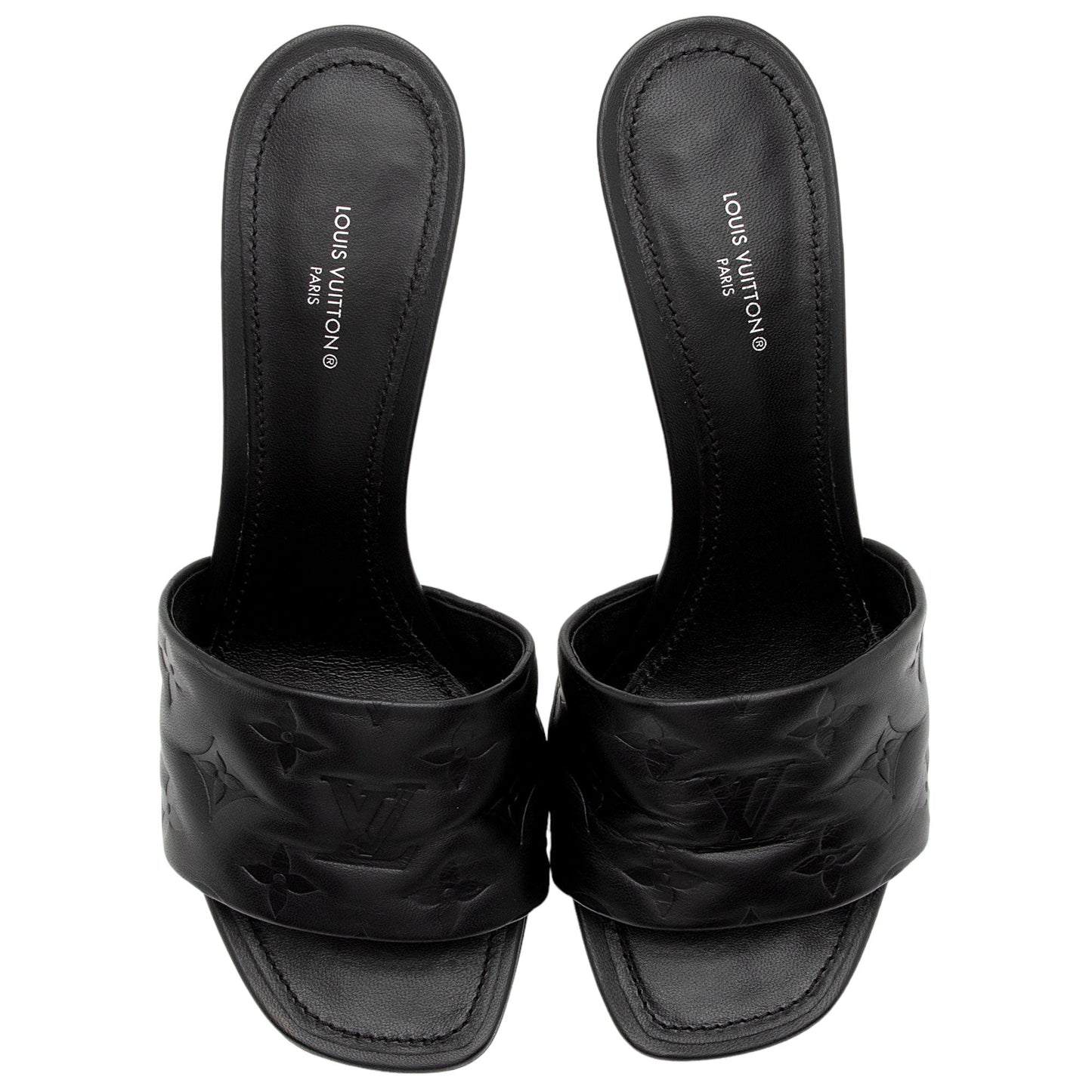 Louis Vuitton Monogram Embossed Lambskin Revival Mules - Size 10 / 40 (SHF-QCnRQZ)