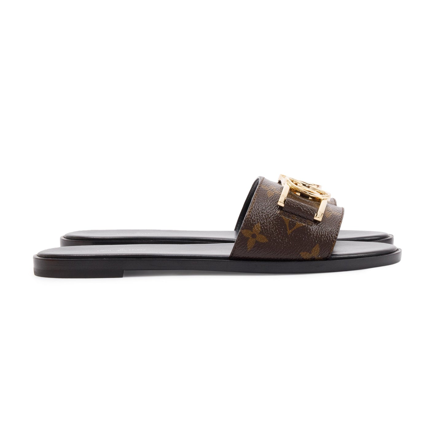 Louis Vuitton Monogram Lock it Flat Mule, Size 37