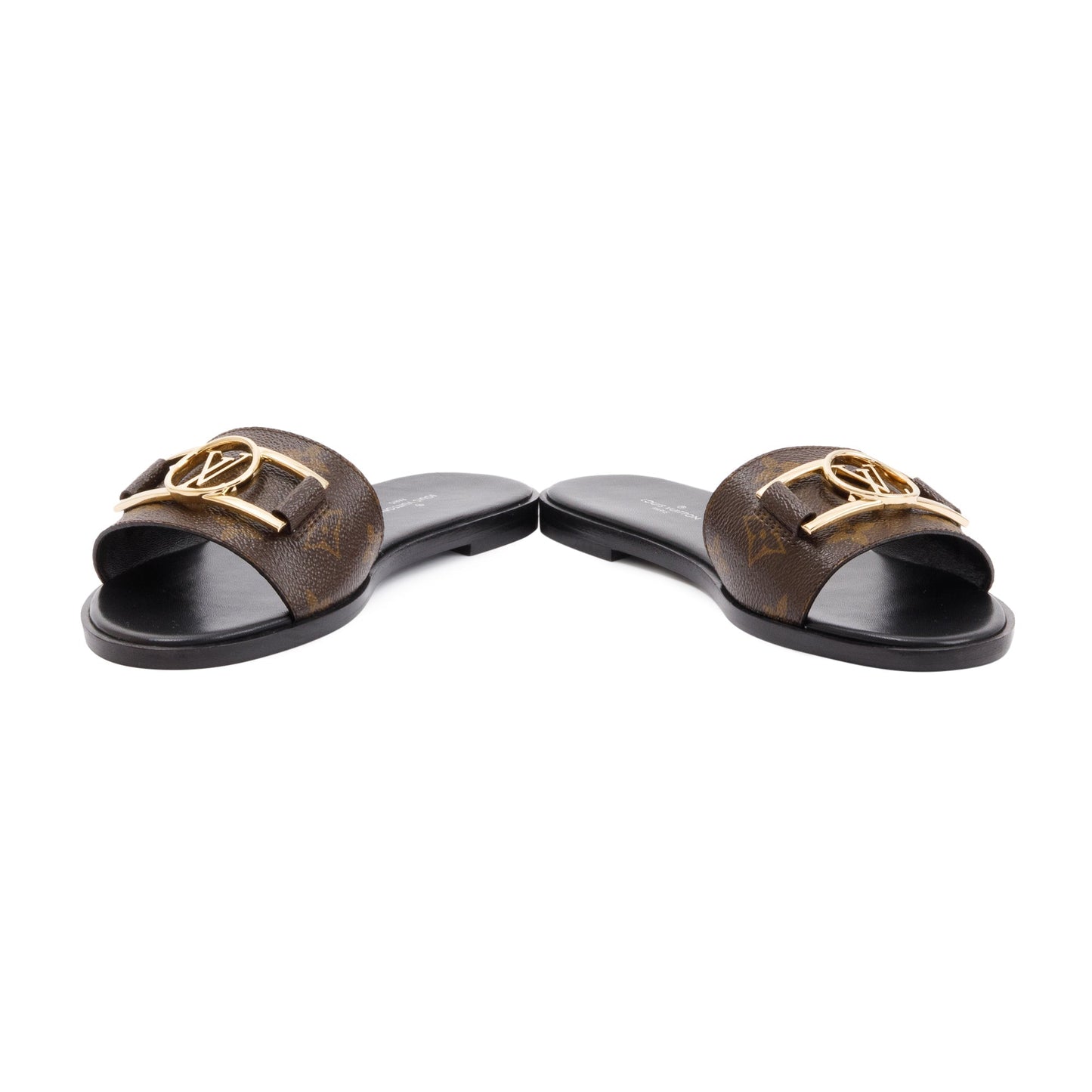 Louis Vuitton Monogram Lock it Flat Mule, Size 37