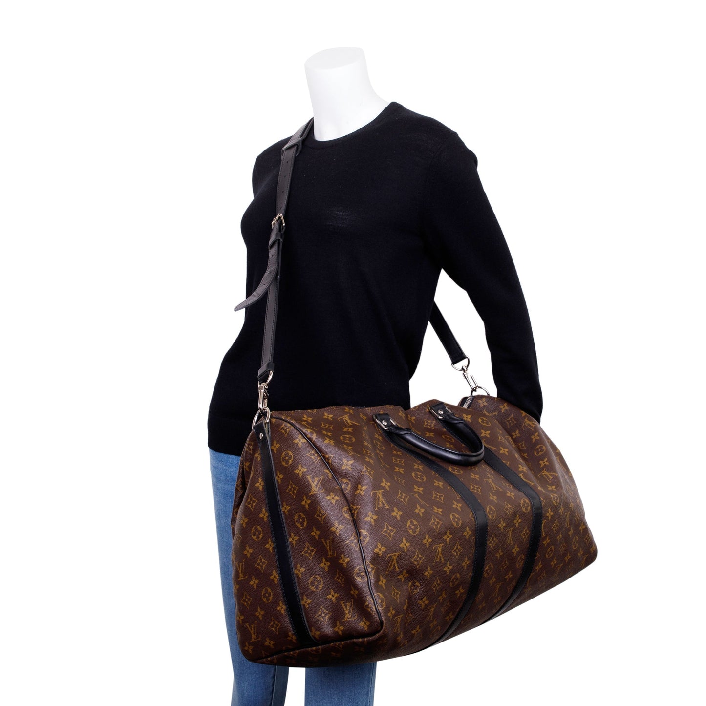 Louis Vuitton Monogram Macassar Keepall Bandouliere 55