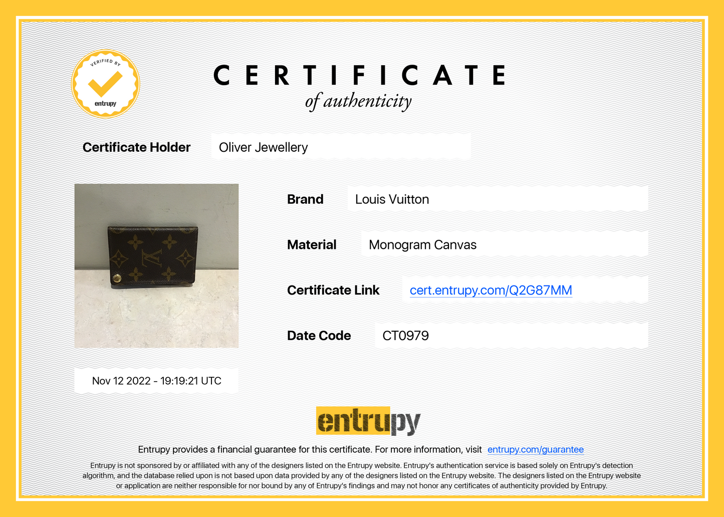 Louis Vuitton Monogram Porte-Cartes Credit Pression Card Case