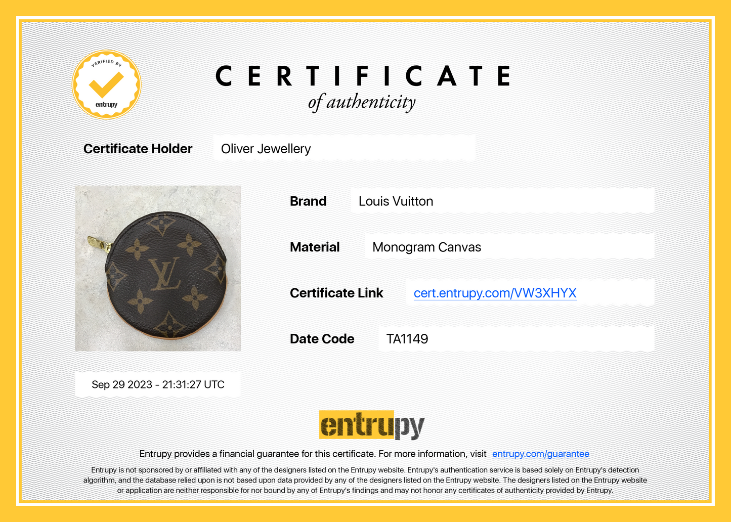 Louis Vuitton Monogram Round Coin Purse