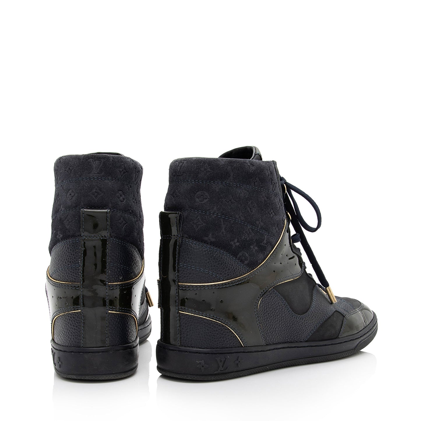 Louis Vuitton Monogram Suede Millenium Wedge Sneakers - Size 8 / 38 (SHF-Bhh7EF)