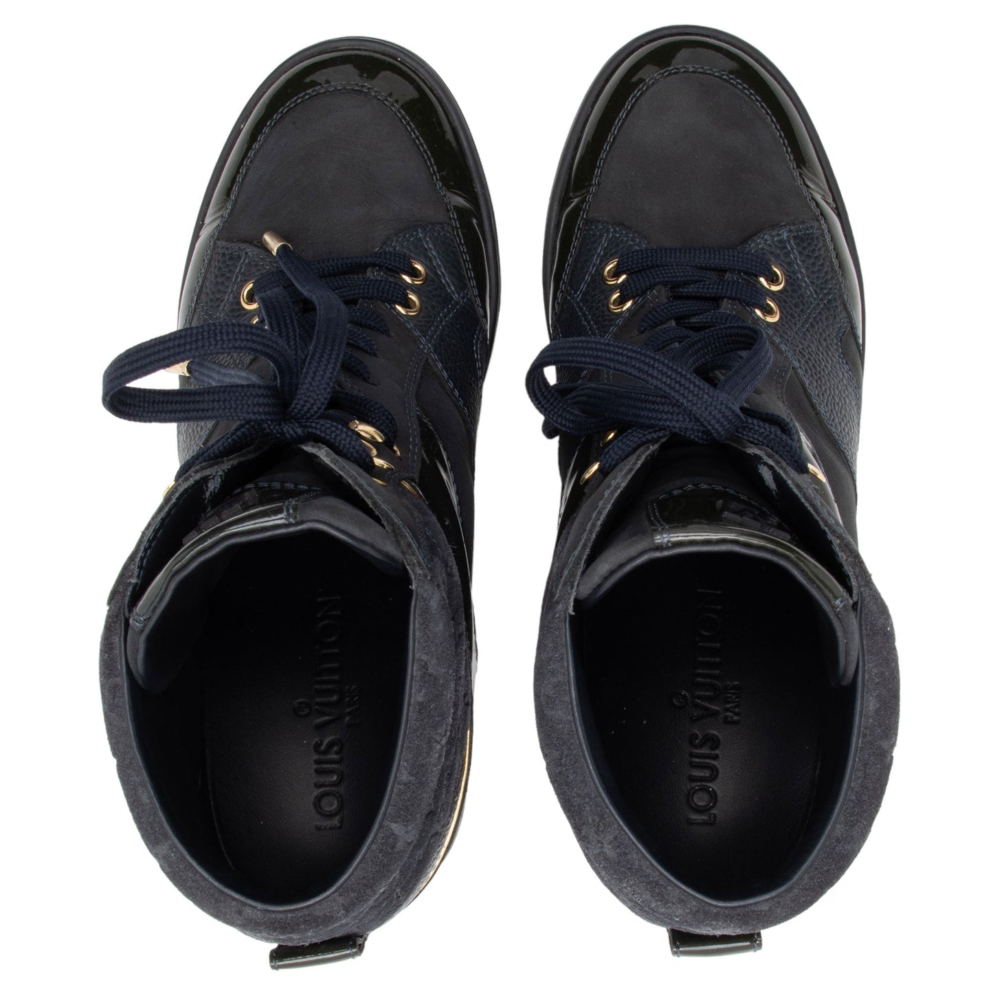 Louis Vuitton Monogram Suede Millenium Wedge Sneakers - Size 8 / 38 (SHF-Bhh7EF)