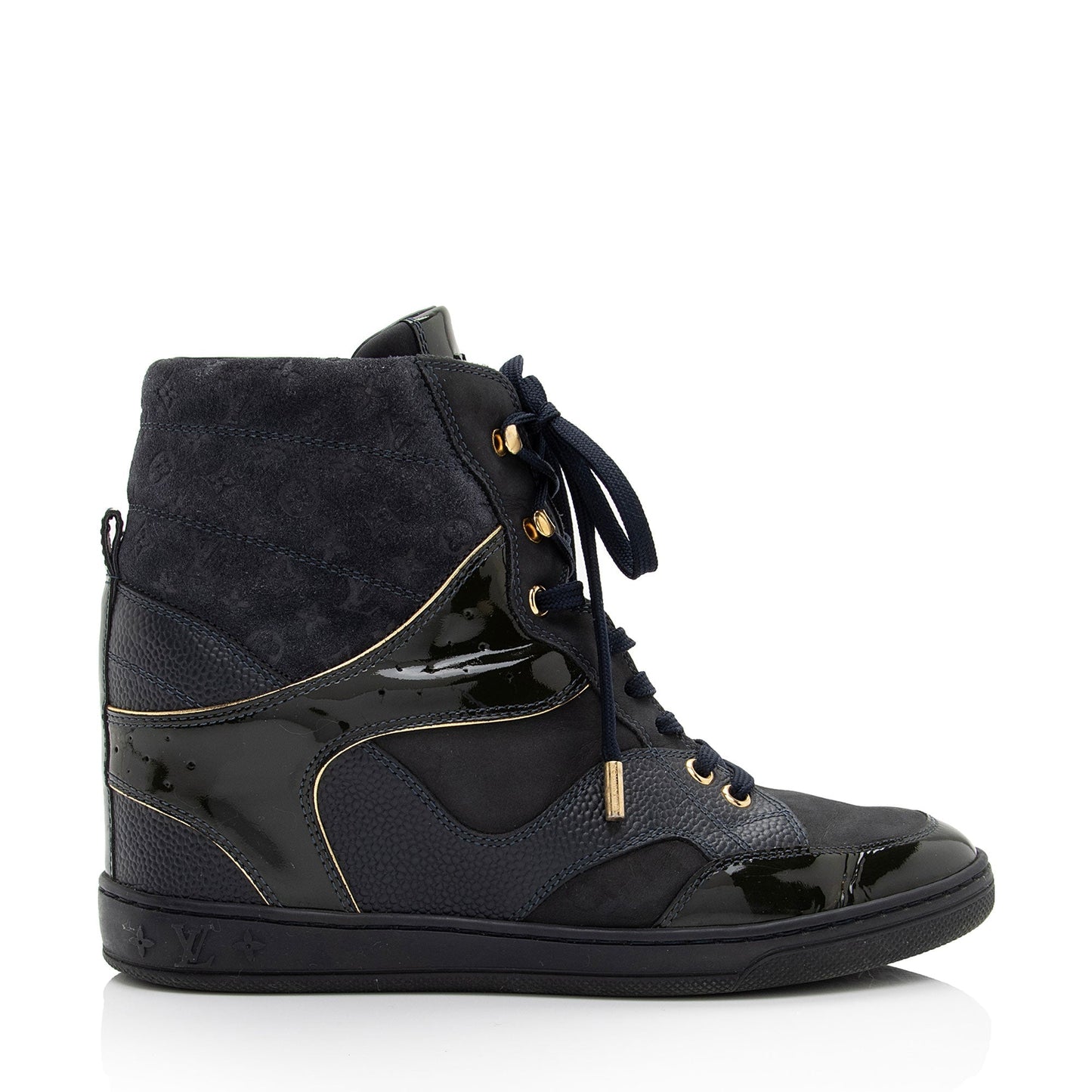 Louis Vuitton Monogram Suede Millenium Wedge Sneakers - Size 8 / 38 (SHF-Bhh7EF)