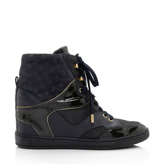 Louis Vuitton Monogram Suede Millenium Wedge Sneakers - Size 8 / 38 (SHF-Bhh7EF)