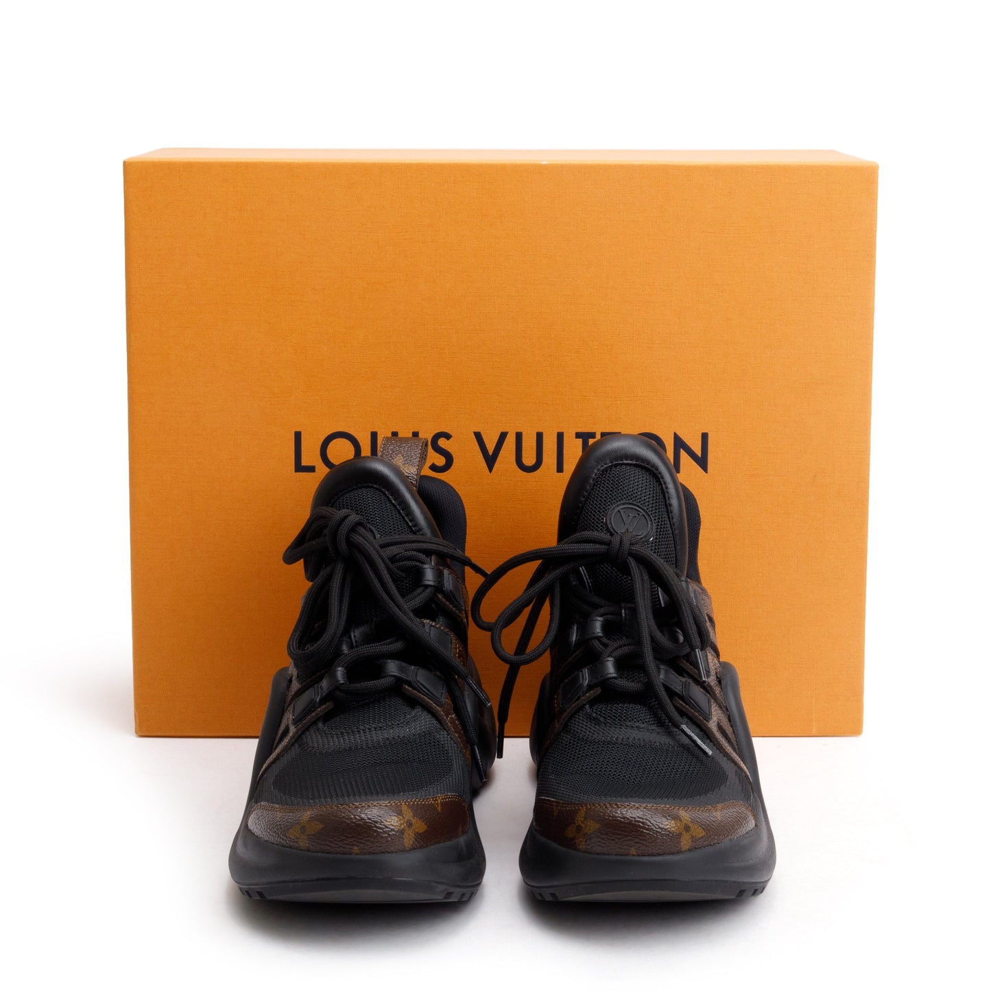 Louis Vuitton Monogram Trim Black LV Archlight Sneakers, Size 37.5