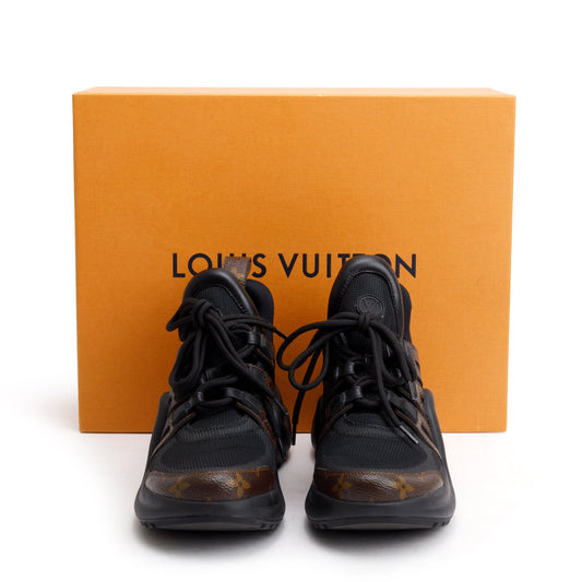 Louis Vuitton Monogram Trim Black LV Archlight Sneakers, Size 37.5