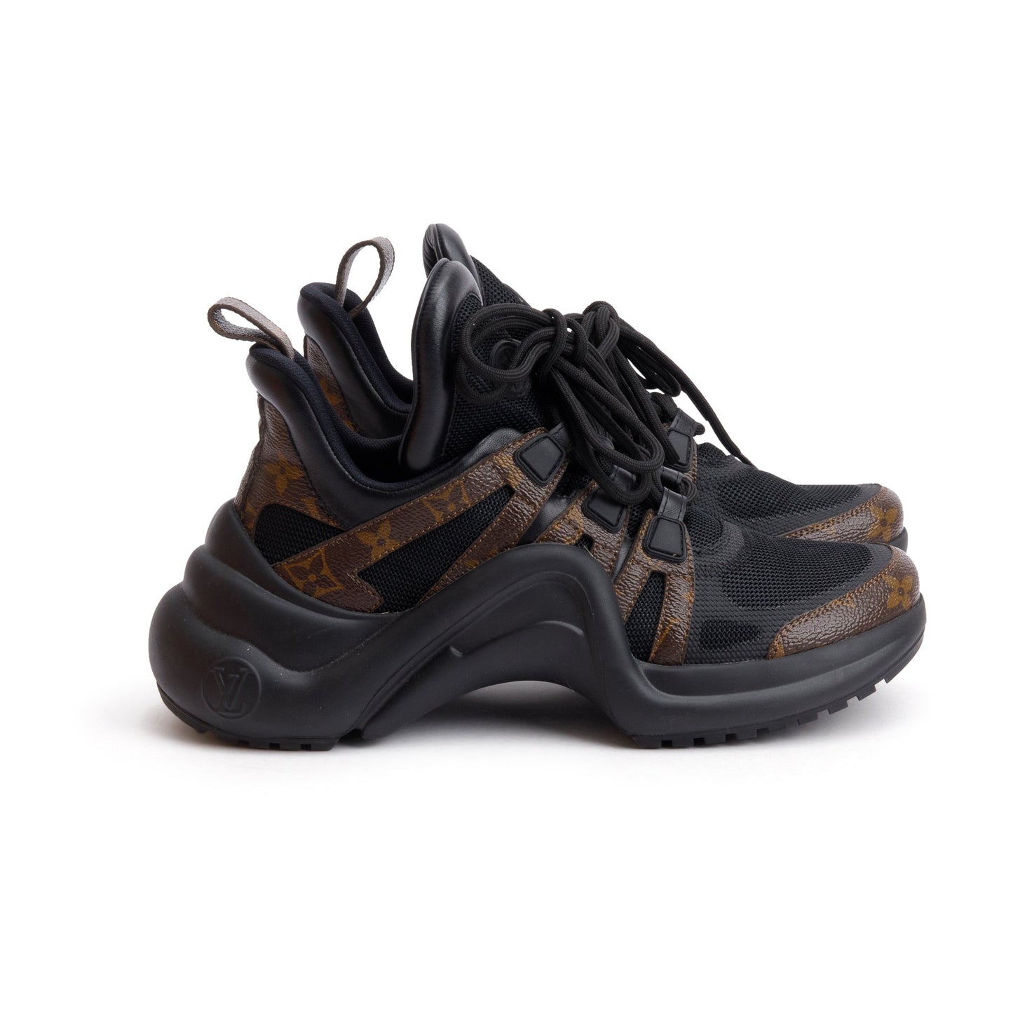 Louis Vuitton Monogram Trim Black LV Archlight Sneakers, Size 37.5
