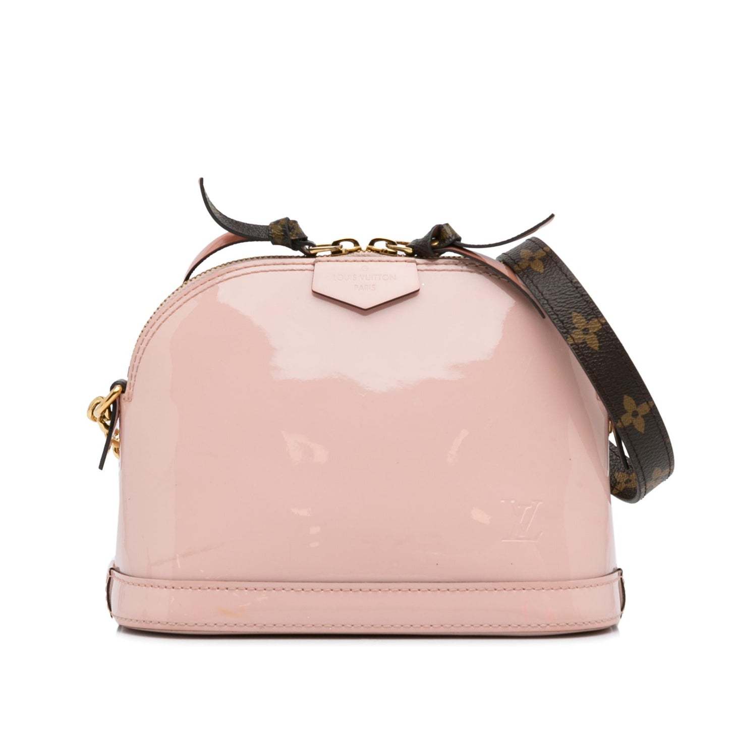 Louis Vuitton Monogram and Vernis Mini Alma Chain Crossbody (SHG-X9iBZK)