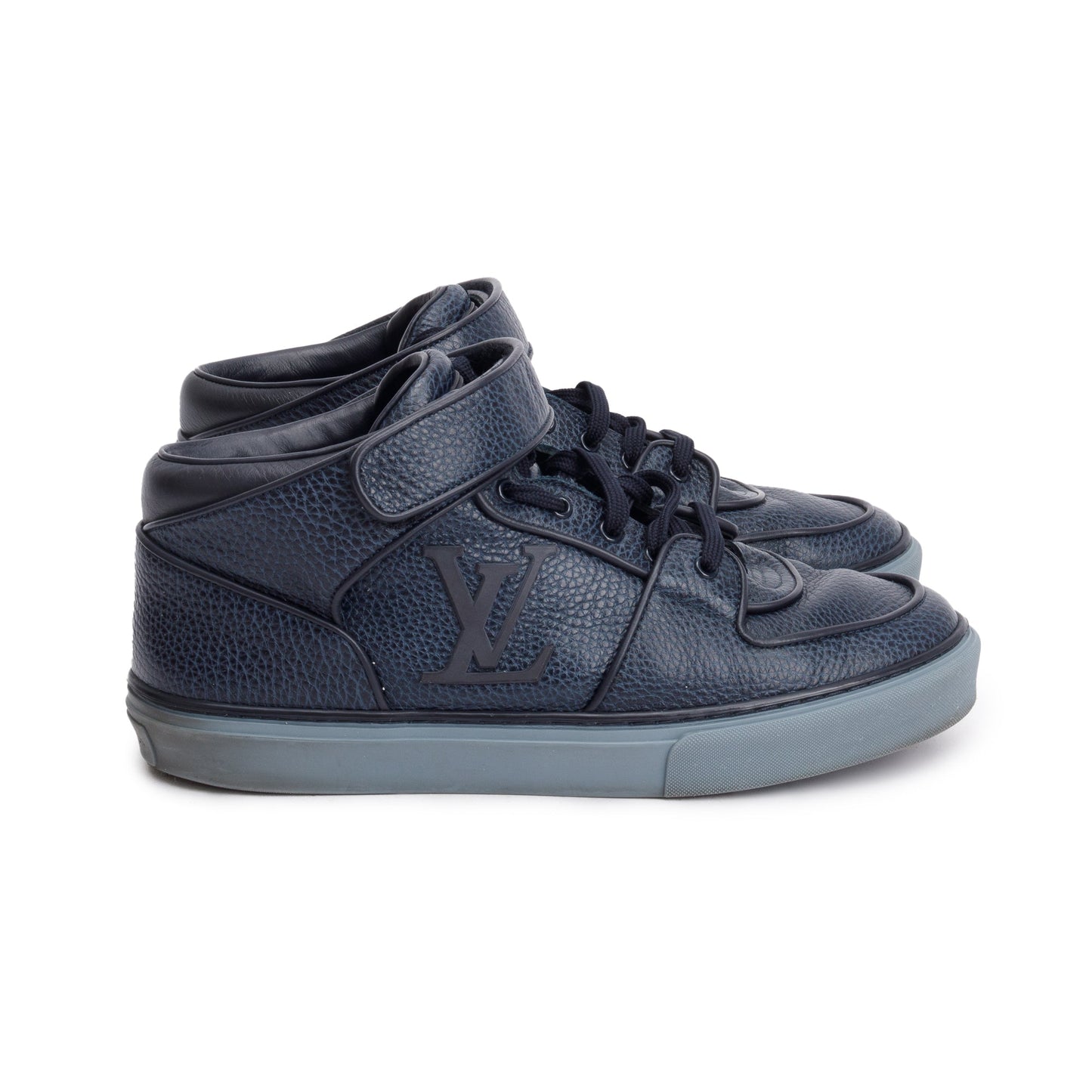 Louis Vuitton Navy Leather Acapulco Mid-Top Sneakers, Size 8.5
