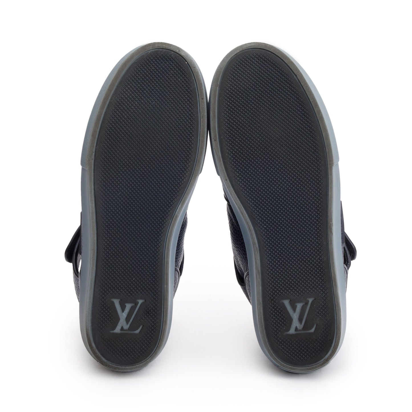 Louis Vuitton Navy Leather Acapulco Mid-Top Sneakers, Size 8.5