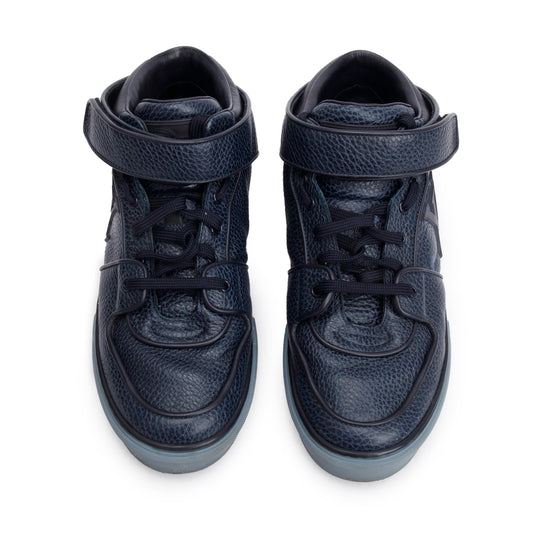 Louis Vuitton Navy Leather Acapulco Mid-Top Sneakers, Size 8.5