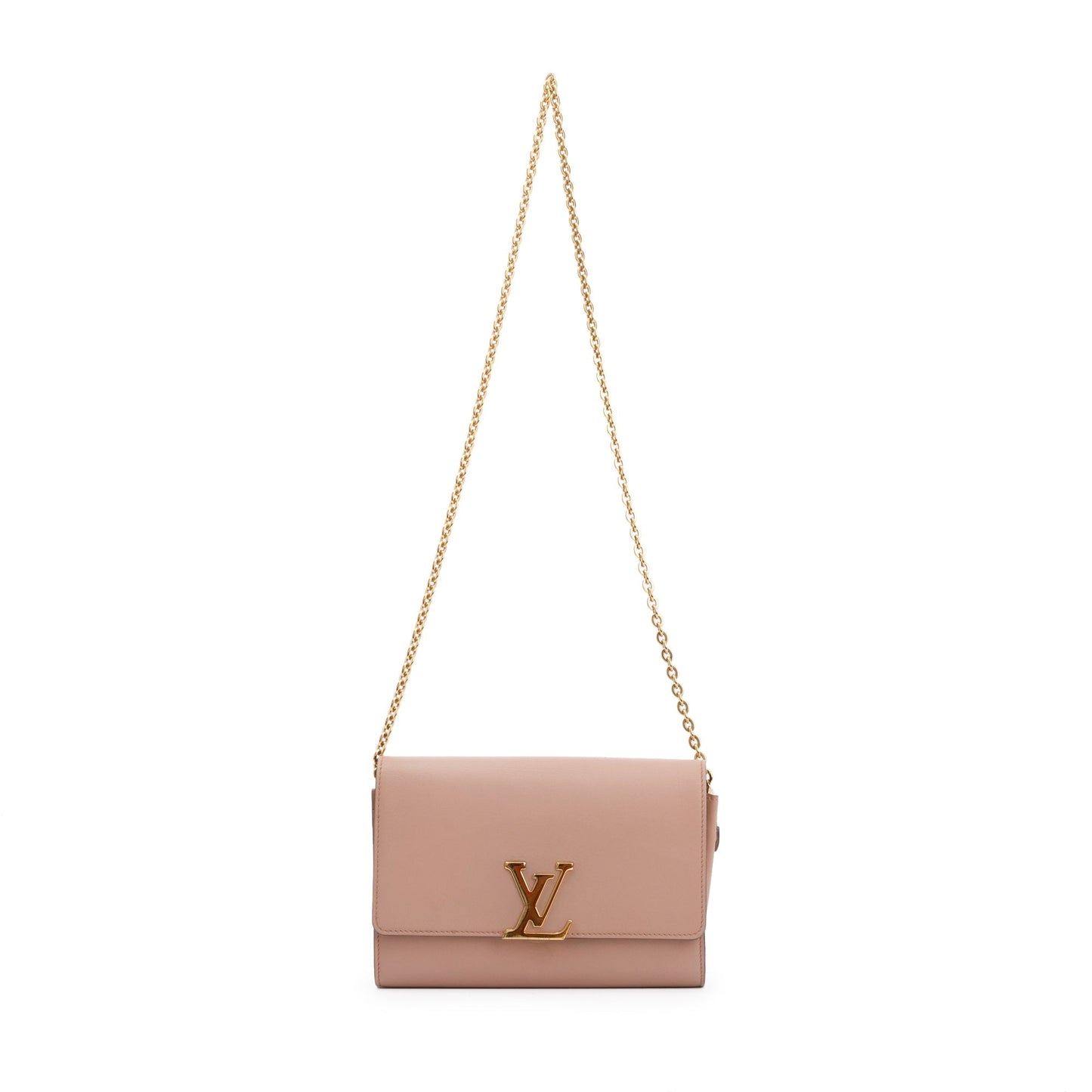 Louis Vuitton Pink Calfskin Louise Chain Clutch GM