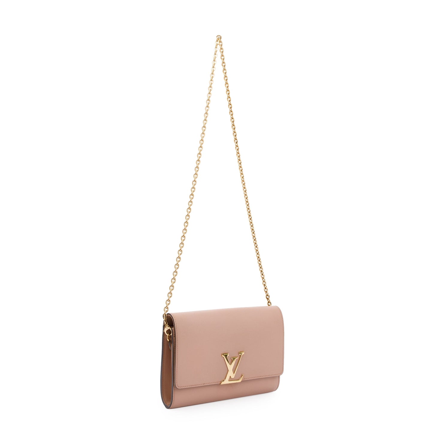 Louis Vuitton Pink Calfskin Louise Chain Clutch GM