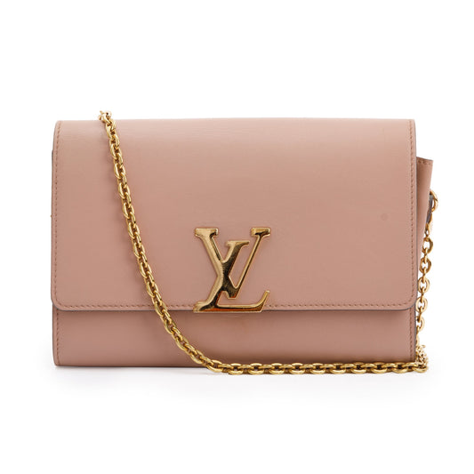 Louis Vuitton Pink Calfskin Louise Chain Clutch GM
