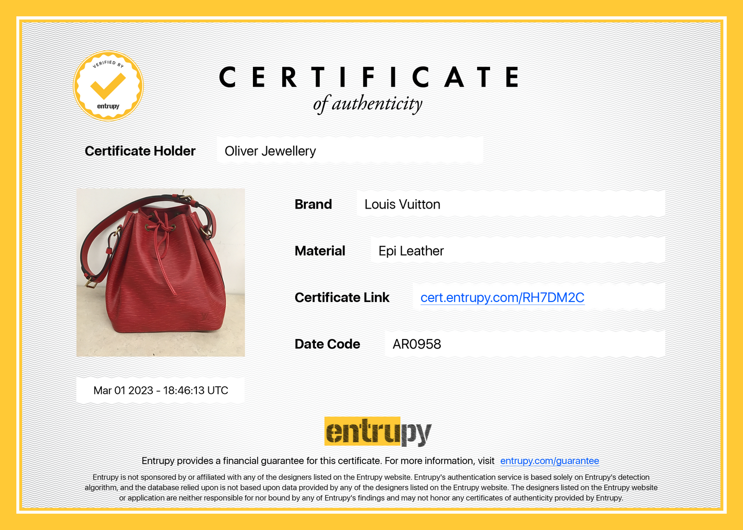 Louis Vuitton Red Epi Petit Noe Bag