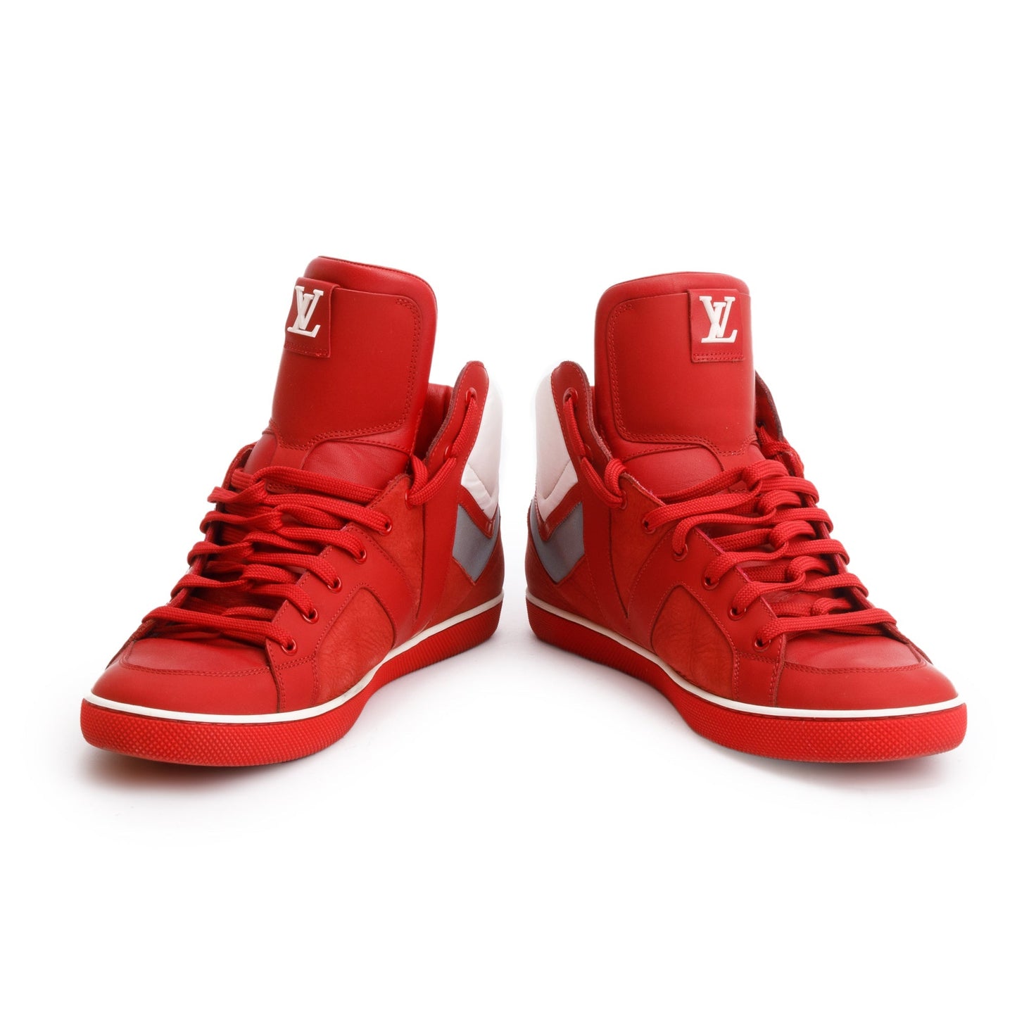 Louis Vuitton Red Leather AW2012 High-Top Sneakers, Size 8.5
