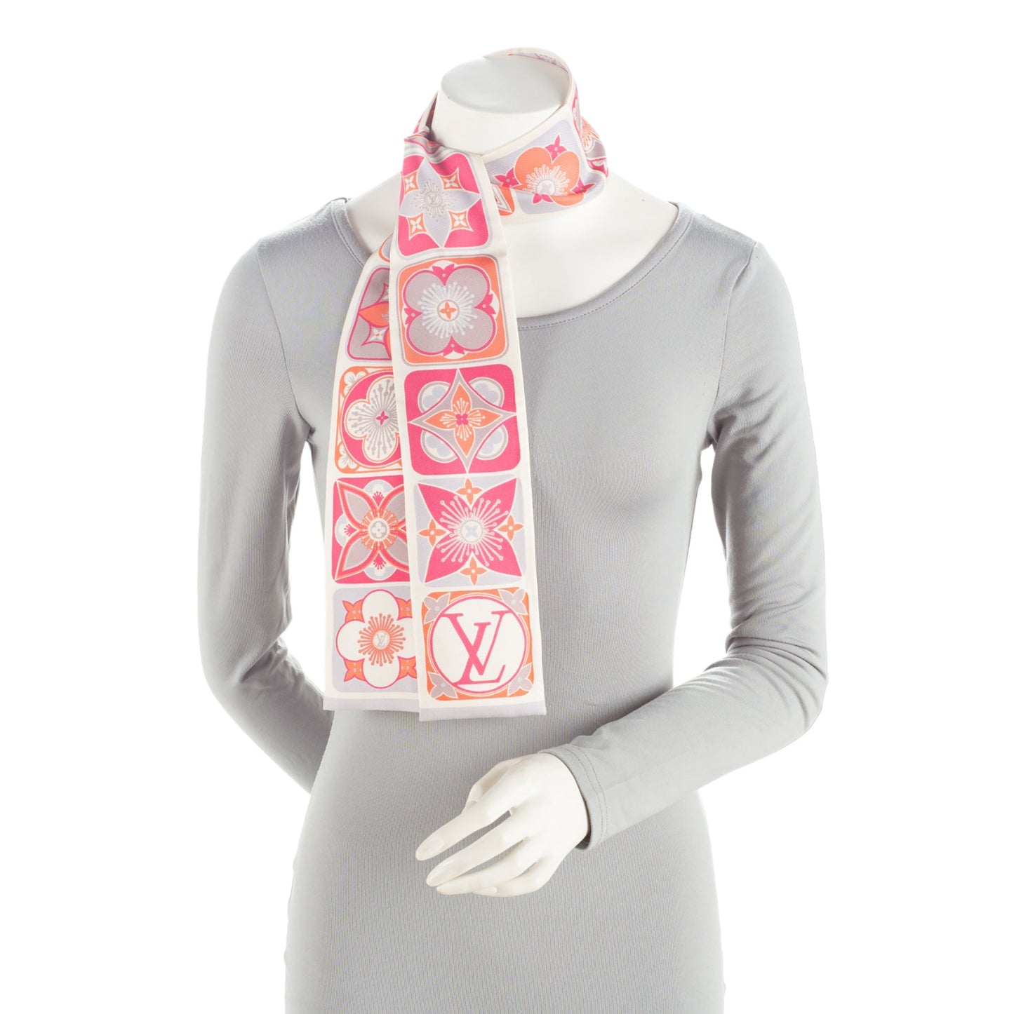 Louis Vuitton Silk Monogram Flowers Bandeau Scarf (SHF-HQrtIY)