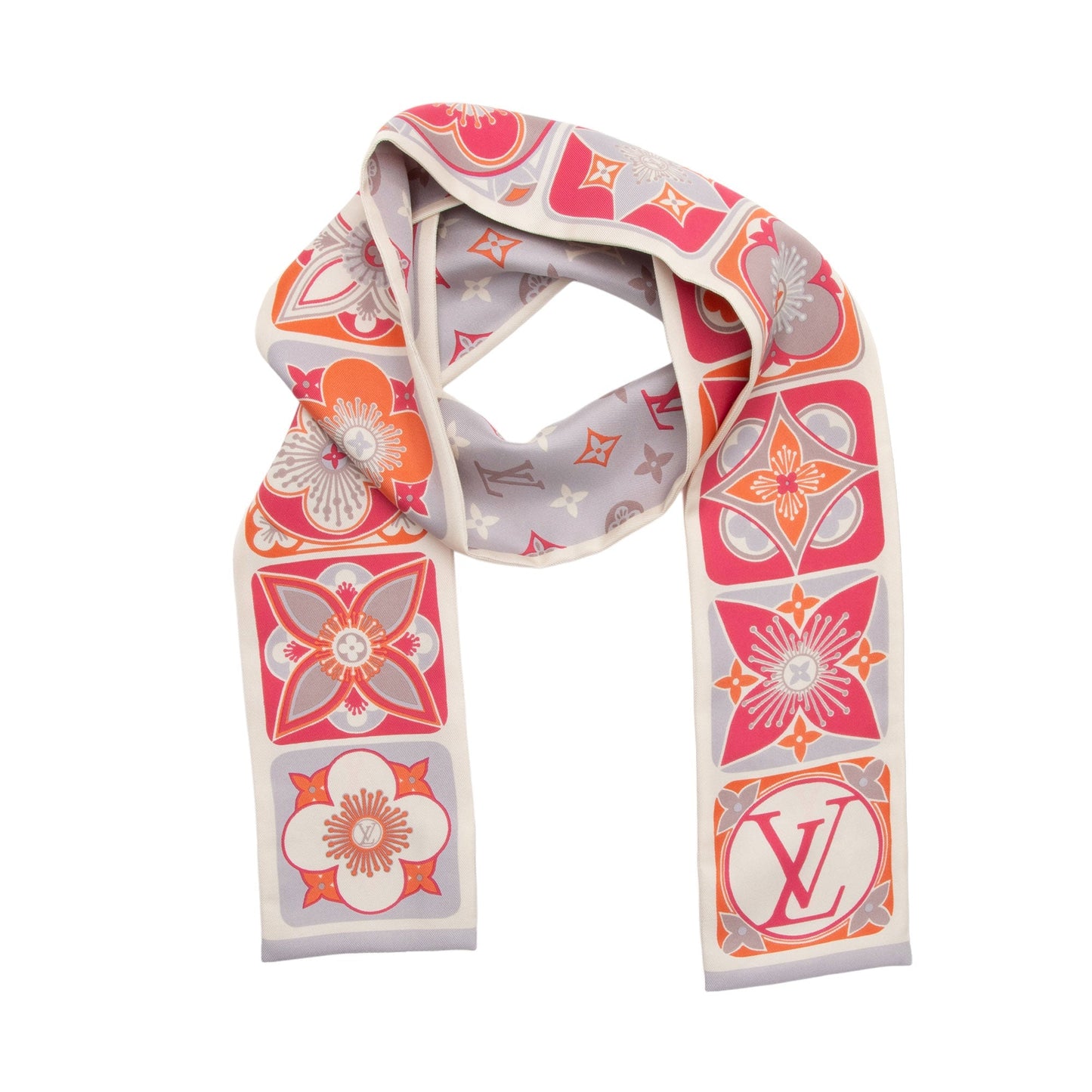 Louis Vuitton Silk Monogram Flowers Bandeau Scarf (SHF-HQrtIY)