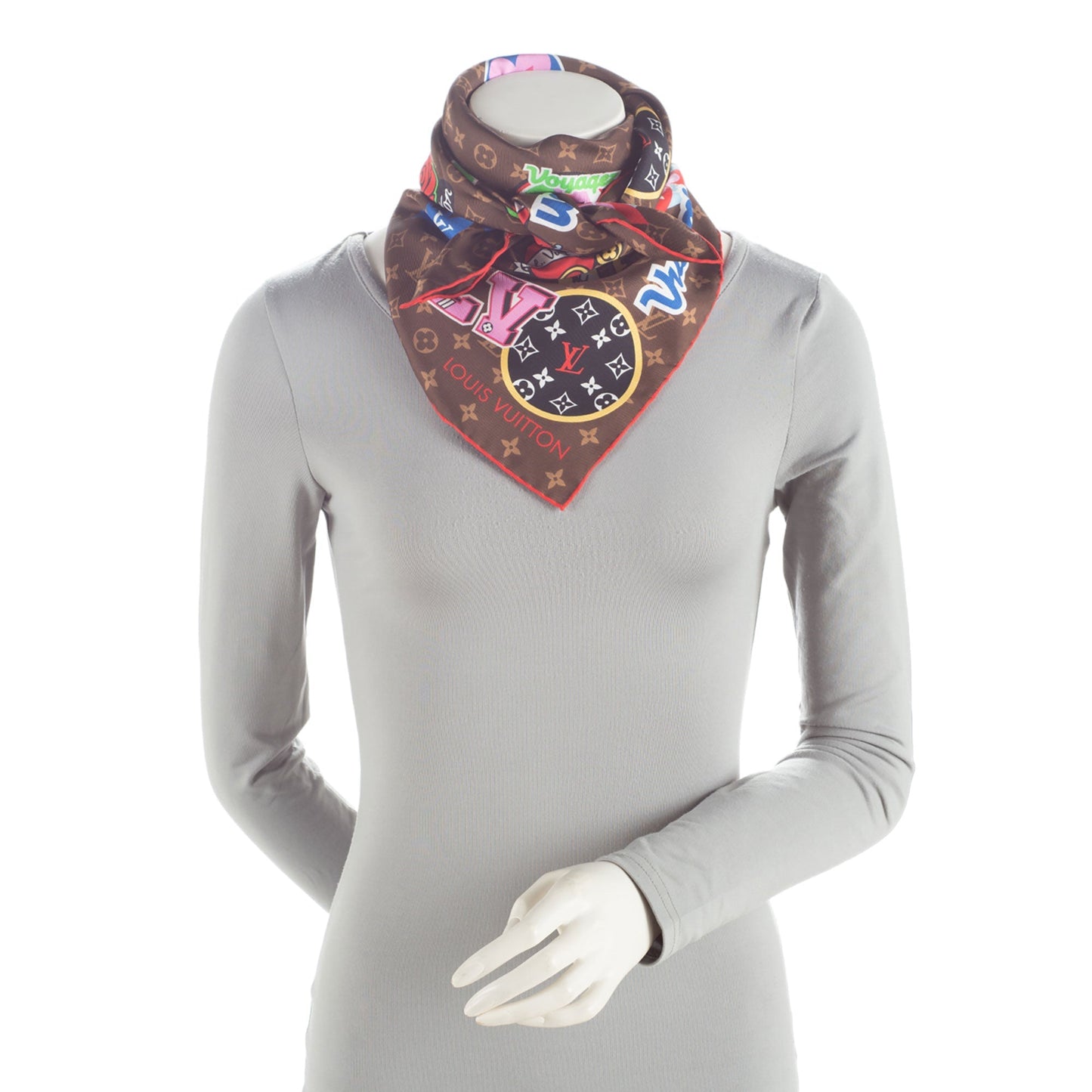 Louis Vuitton Silk Monogram LV Stories 70cm Scarf (SHF-Tnq3Op)
