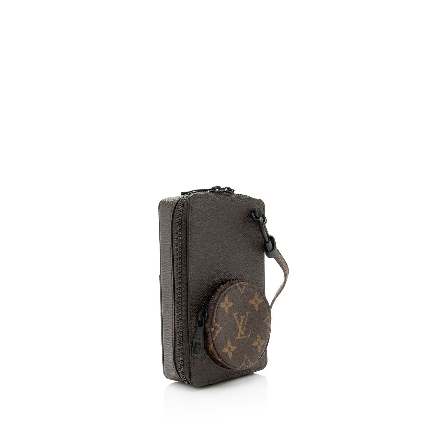 Louis Vuitton Taiga Leather Monogram Canvas Phone Box Crossbody Bag (SHF-tzlpri)