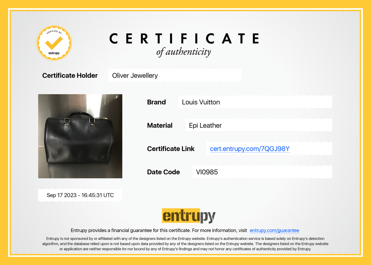 Louis Vuitton Vintage Black Epi Leather Speedy 30