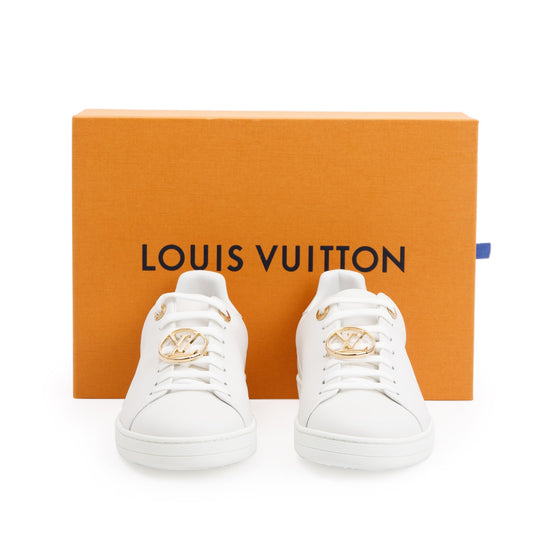 Louis Vuitton White Calfskin Leather Frontrow Trainer Sneakers, Size 39