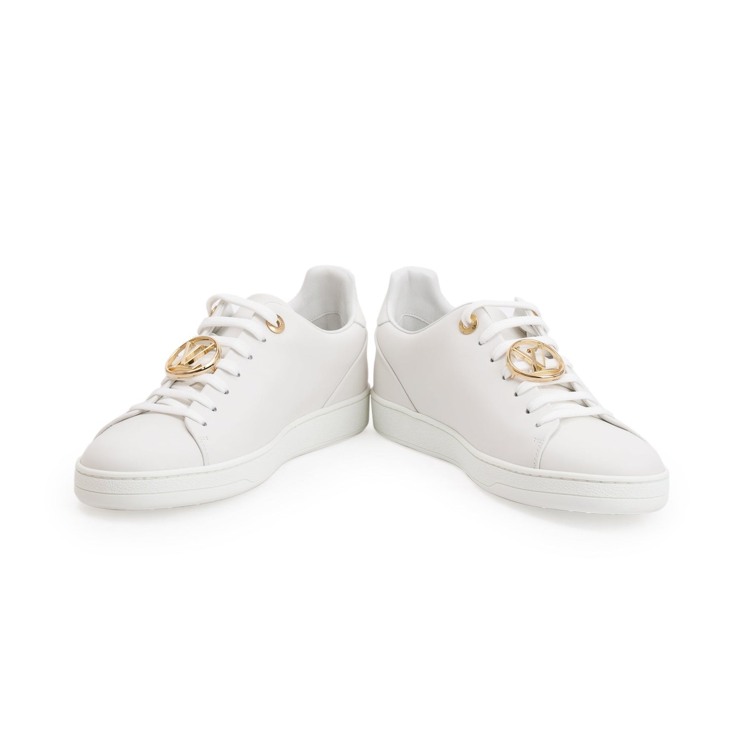 Louis Vuitton White Calfskin Leather Frontrow Trainer Sneakers, Size 39