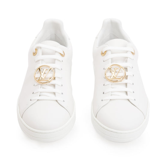 Louis Vuitton White Calfskin Leather Frontrow Trainer Sneakers, Size 39