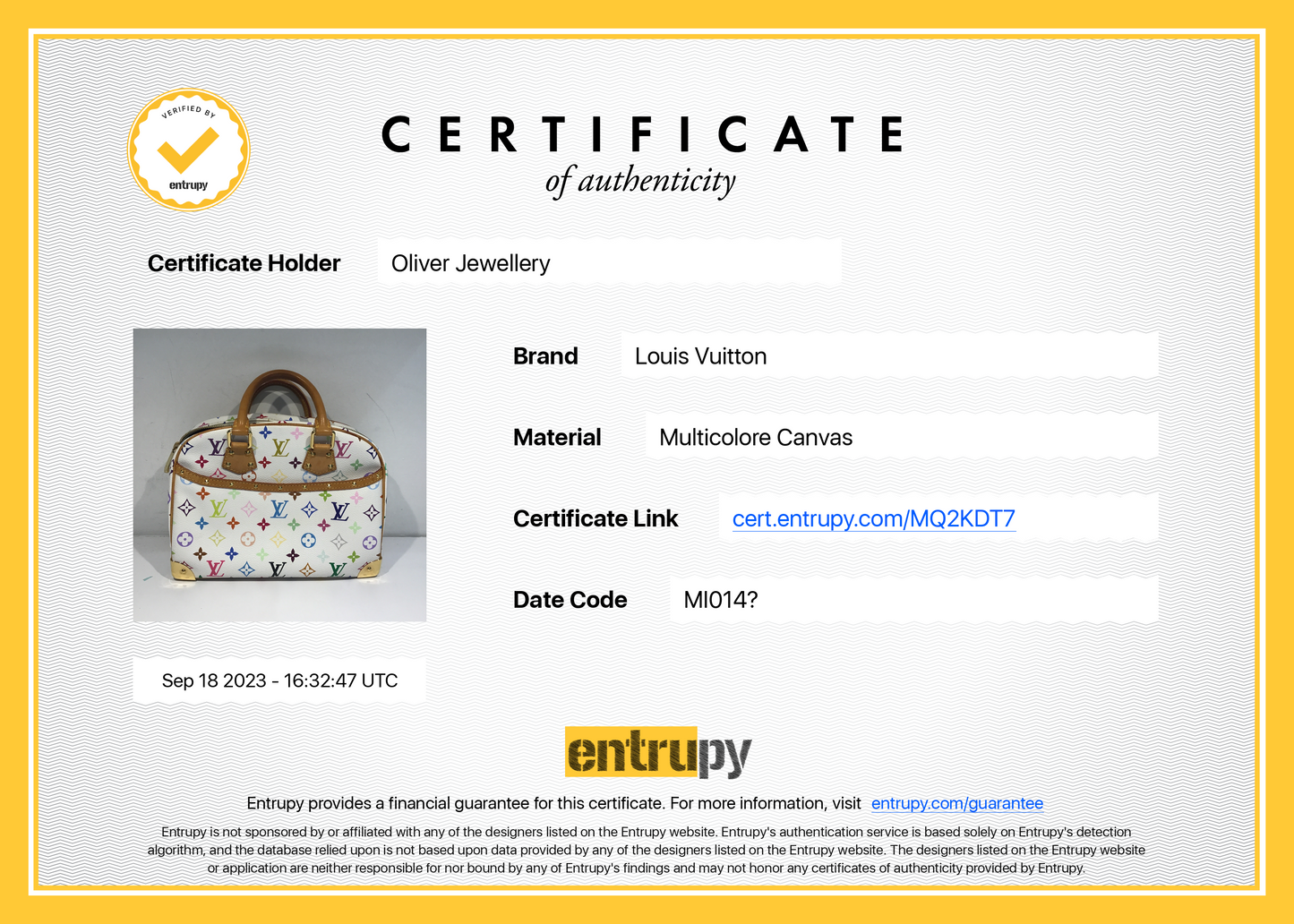 Louis Vuitton White Multicolore Monogram Trouville