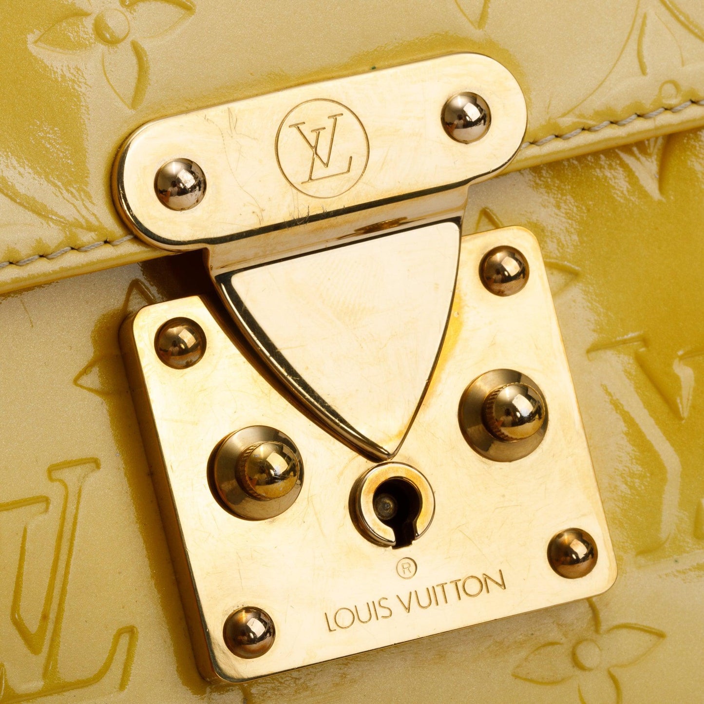 Louis Vuitton Yellow  Monogram Vernis Leather Street Spring Handle Bag