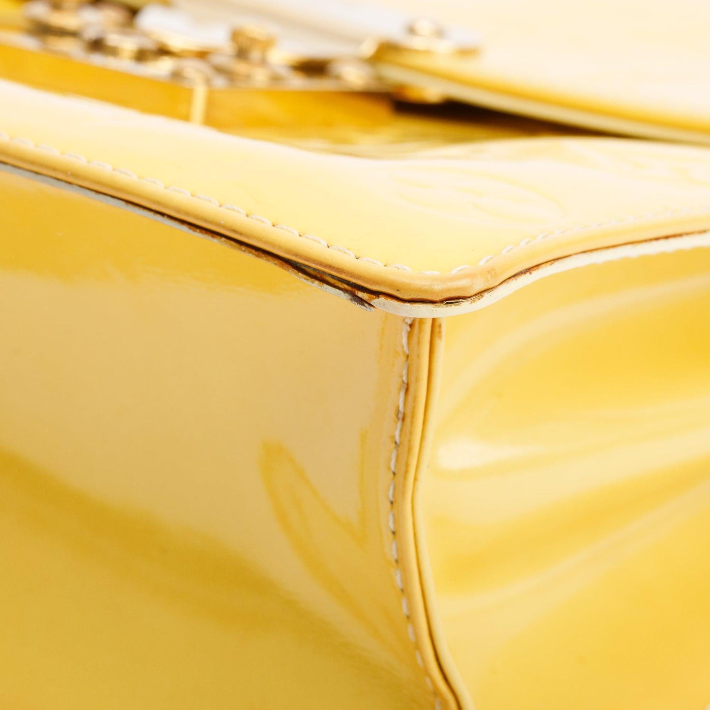 Louis Vuitton Yellow  Monogram Vernis Leather Street Spring Handle Bag