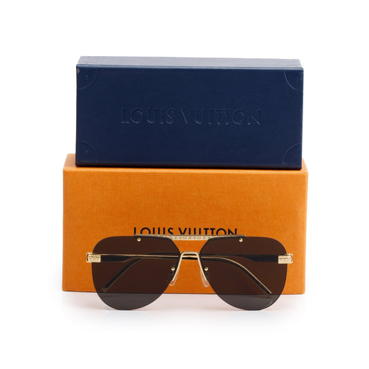 Louis Vuitton Z1262E Gold Tone Metal LV Ash Rimless Pilot Sunglasses