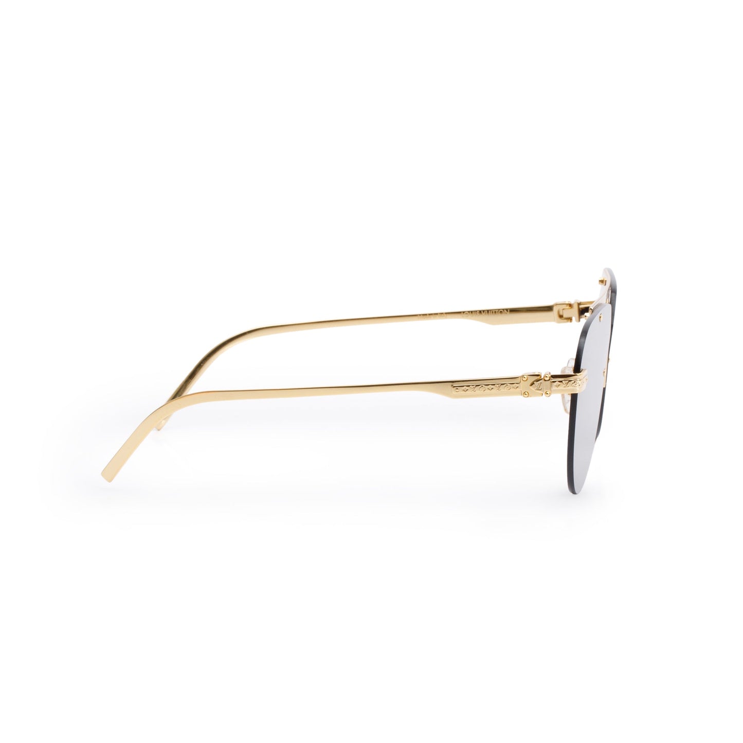 Louis Vuitton Z1262E Gold Tone Metal LV Ash Rimless Pilot Sunglasses