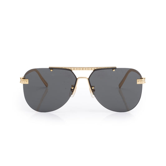 Louis Vuitton Z1262E Gold Tone Metal LV Ash Rimless Pilot Sunglasses
