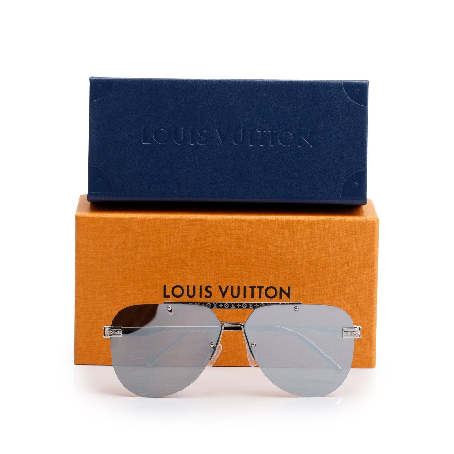 Louis Vuitton Z1262E Silver Tone Metal LV Ash Mirrored Pilot Sunglasses