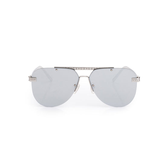 Louis Vuitton Z1262E Silver Tone Metal LV Ash Mirrored Pilot Sunglasses