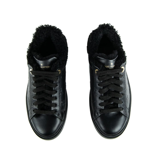 Louis Vuitton Black Shearling Lined Time Out Sneakers Size US 6 | EU 36