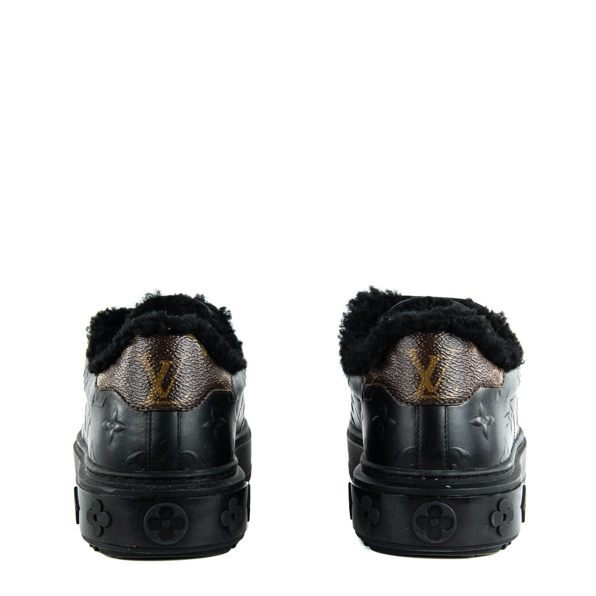 Louis Vuitton Black Shearling Lined Time Out Sneakers Size US 6 | EU 36