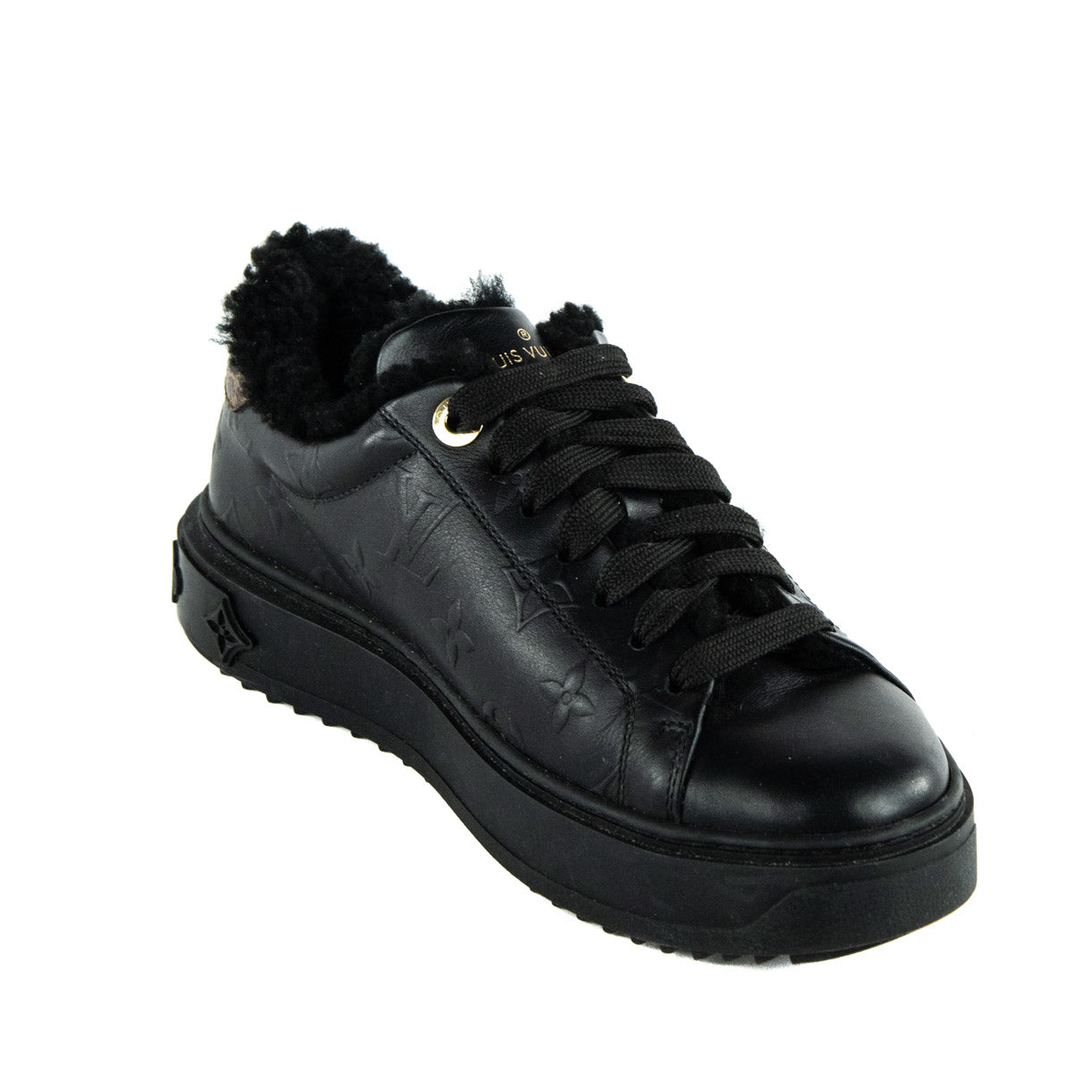 Louis Vuitton Black Shearling Lined Time Out Sneakers Size US 6 | EU 36