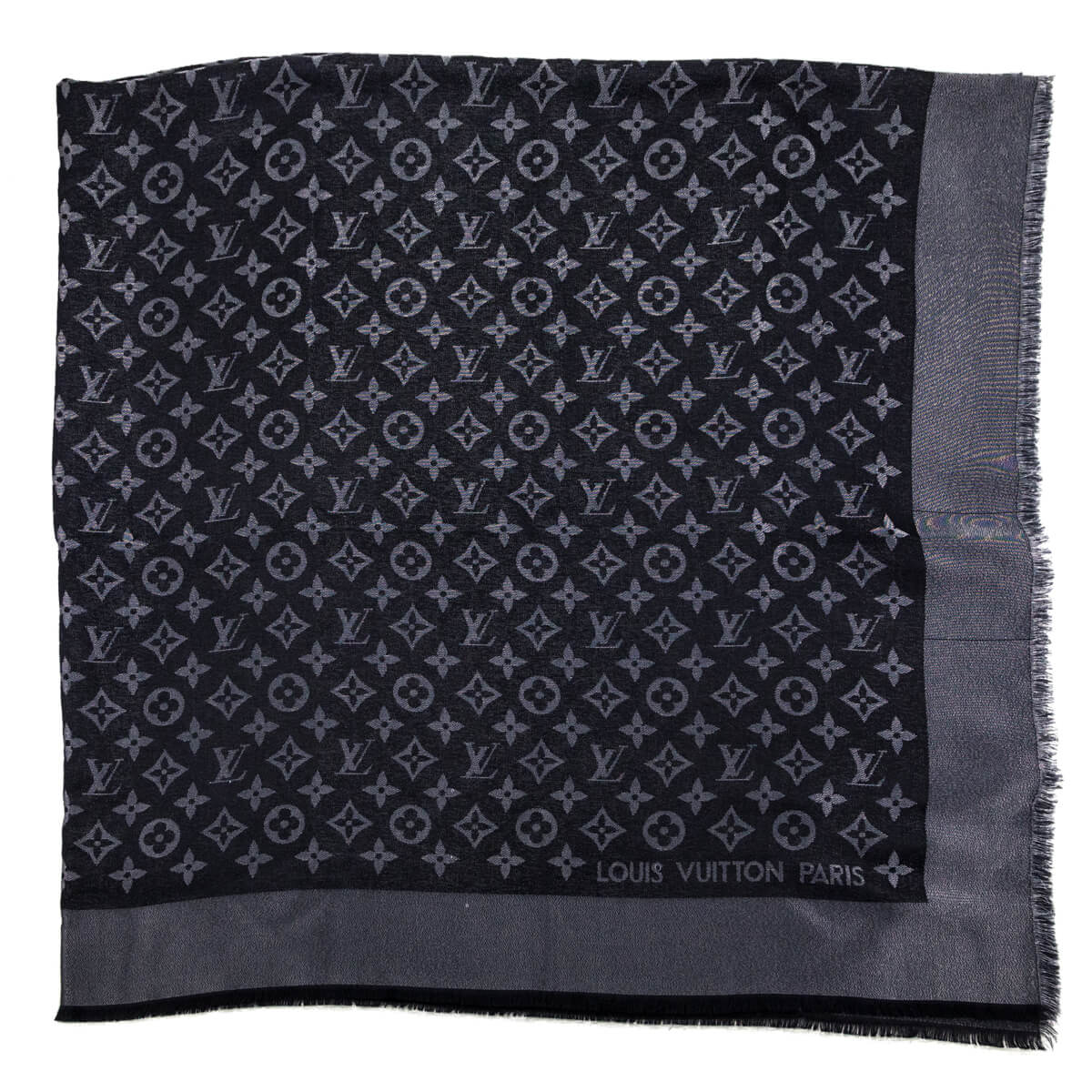 Louis Vuitton Black Silk, Lurex & Wool Monogram Shine Shawl