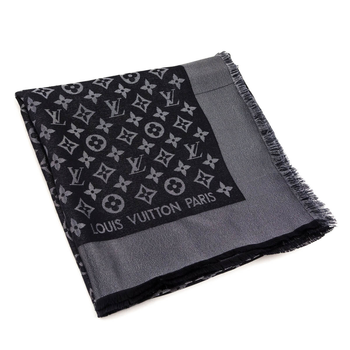 Louis Vuitton Black Silk, Lurex & Wool Monogram Shine Shawl