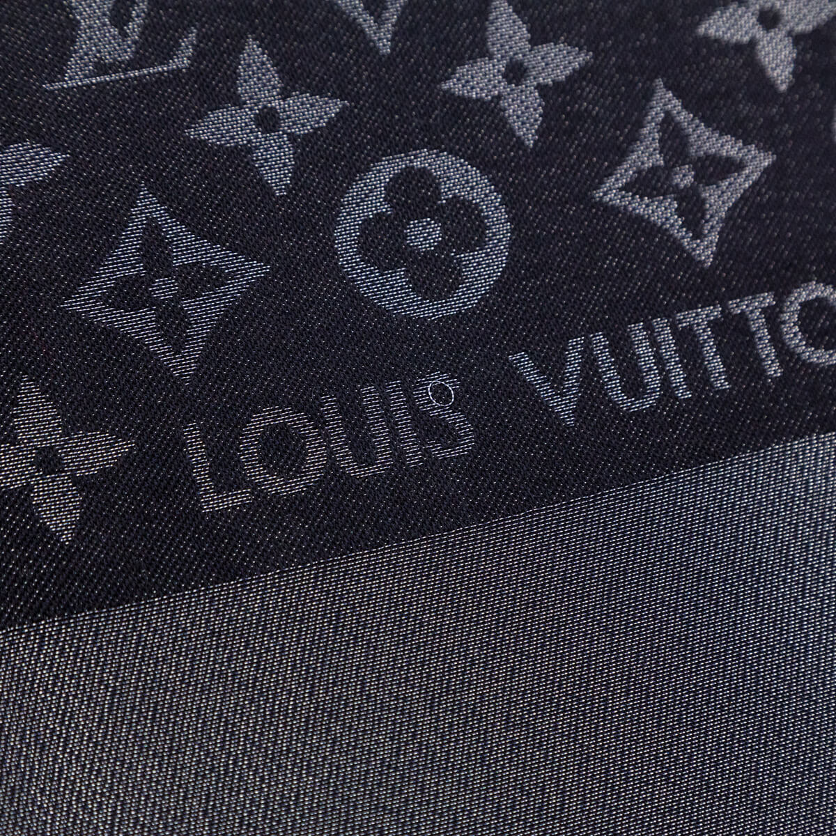 Louis Vuitton Black Silk, Lurex & Wool Monogram Shine Shawl