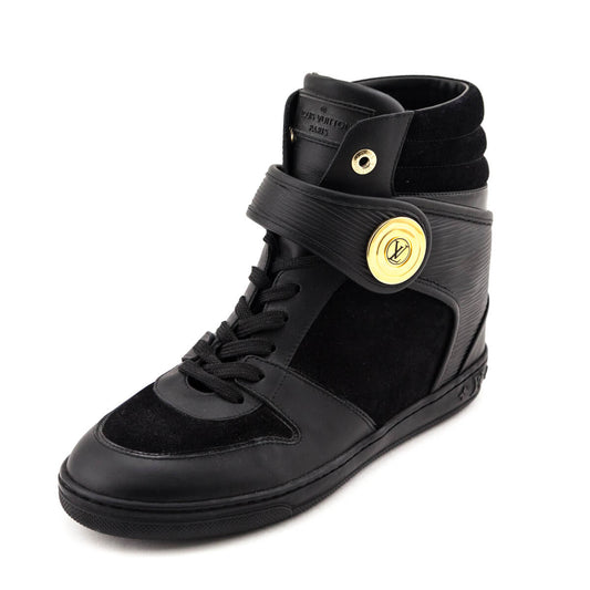 Louis Vuitton Black Suede High Top Wedge Sneakers Size US 11 | EU 41