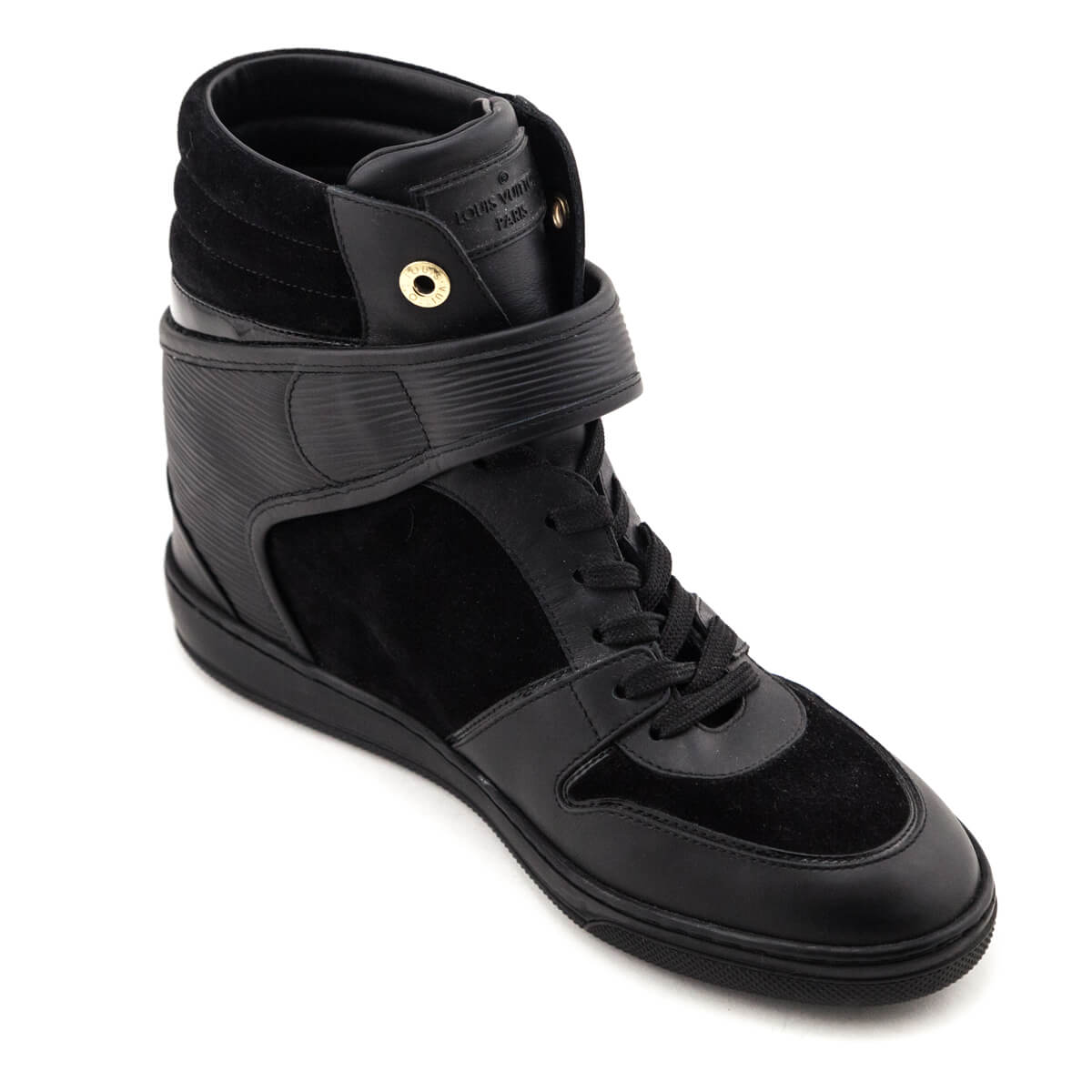 Louis Vuitton Black Suede High Top Wedge Sneakers Size US 11 | EU 41