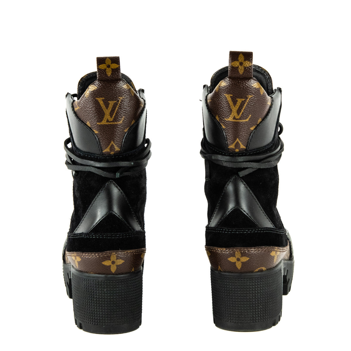 Louis Vuitton Black Suede & Monogram Laureate Desert Boots Size US 5 | EU 35