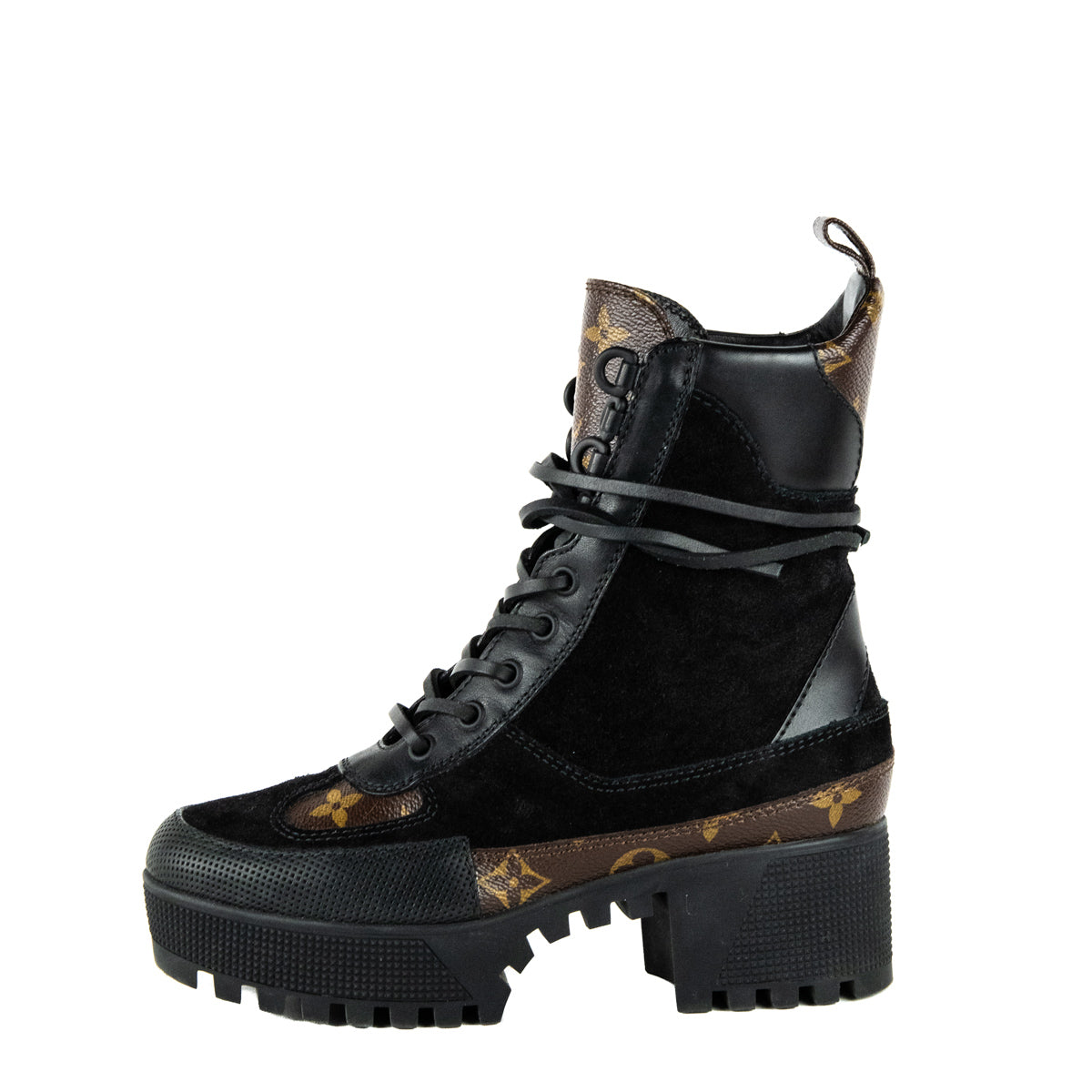 Louis Vuitton Black Suede & Monogram Laureate Desert Boots Size US 5 | EU 35